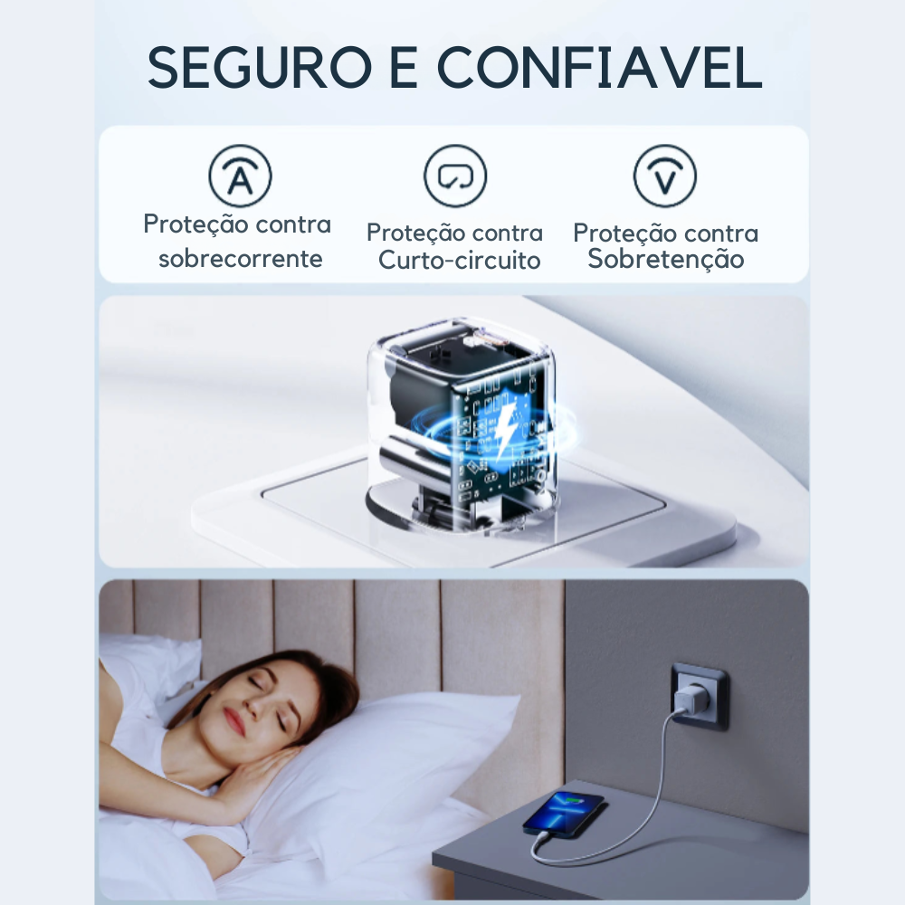 Fonte mini VOLTME 20W PD Carregamento rápido + Cabo Trançado Tipo C VOLTME