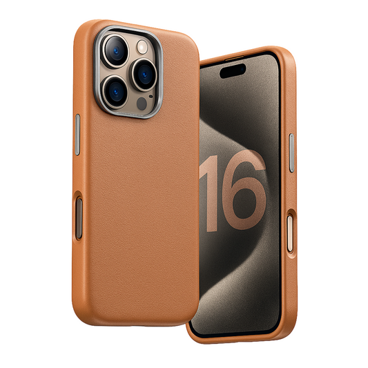 Capa de Couro PU Nível Basic com MagSafe para iPhones 16 15 14