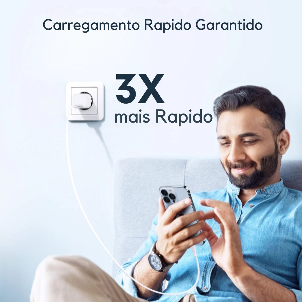 Fonte mini VOLTME 20W PD Carregamento rápido + Cabo Trançado Tipo C VOLTME
