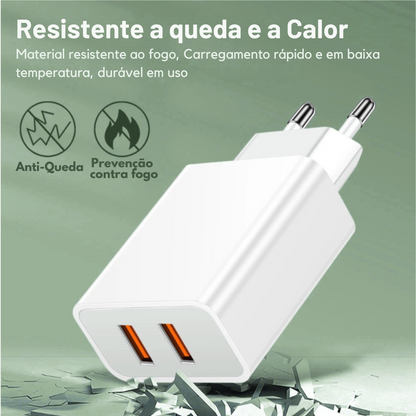 Fonte USB 2 Portas Carregamento Rápido 3.0