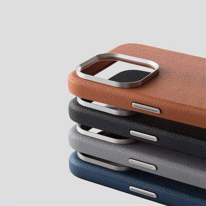 Capa de Couro PU Nível Basic com MagSafe para iPhones 16 15 14