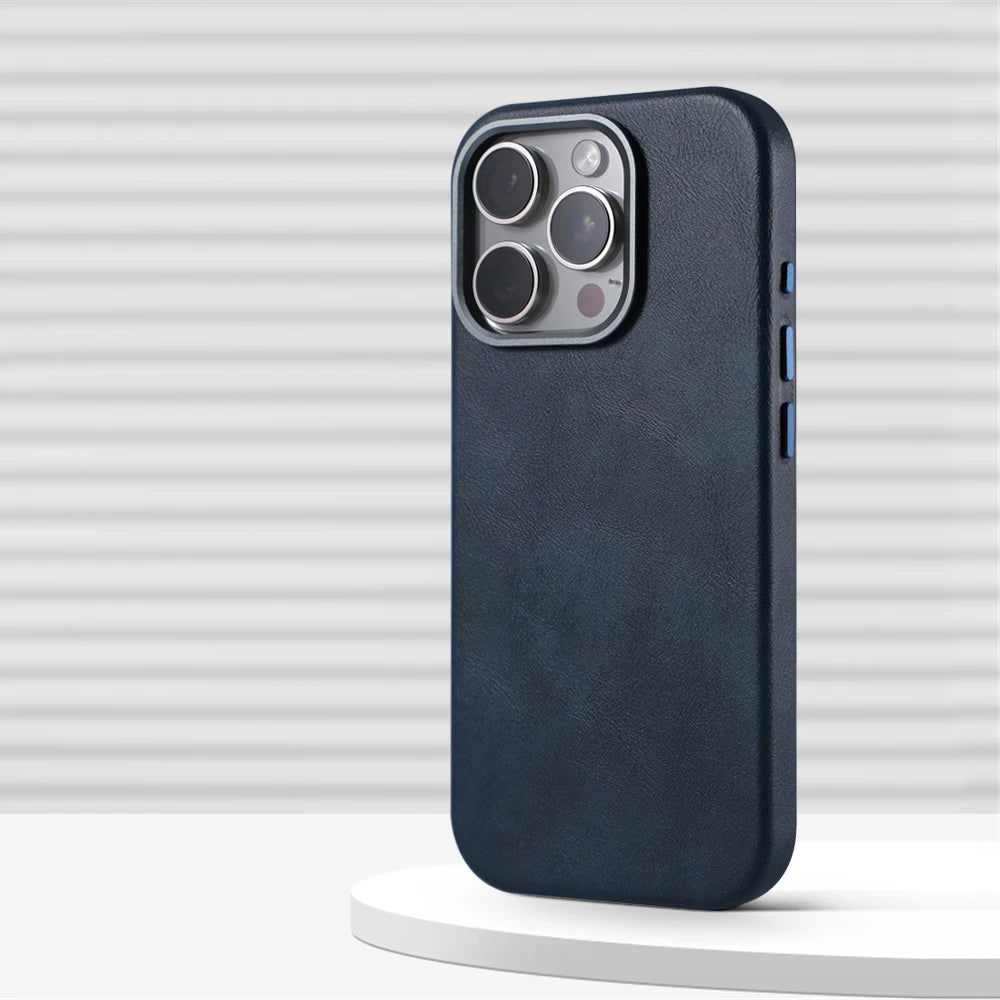 Case de Couro Nível Premium com Megasafe para iPhone 16 15 14
