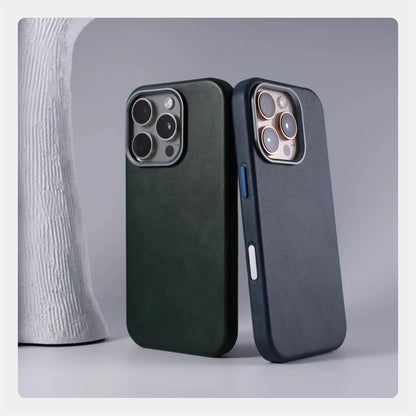 Case de Couro Nível Premium com Megasafe para iPhone 16 15 14