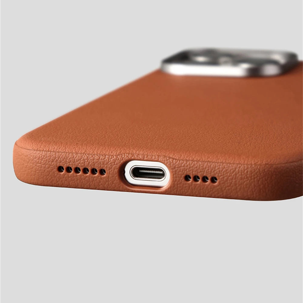 Capa de Couro PU Nível Basic com MagSafe para iPhones 16 15 14