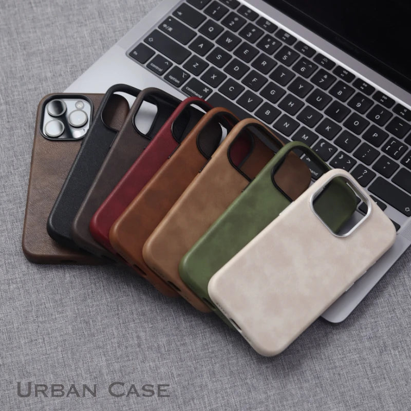 Capa de couro Nível Basic com MagSafe para iPhone 16 15 14 13 12