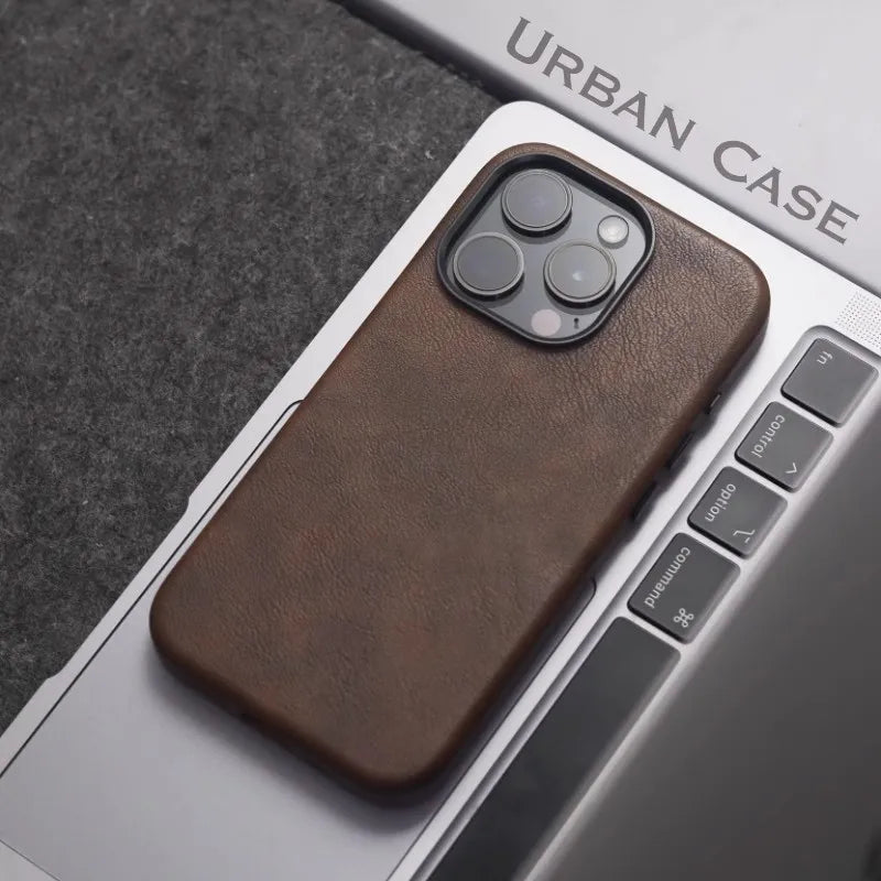 Capa de couro Nível Basic com MagSafe para iPhone 16 15 14 13 12