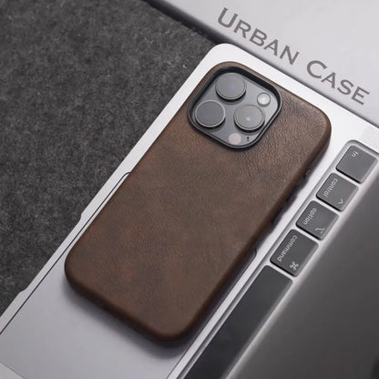 Capa de couro Nível Basic com MagSafe para iPhone 16 15 14 13 12