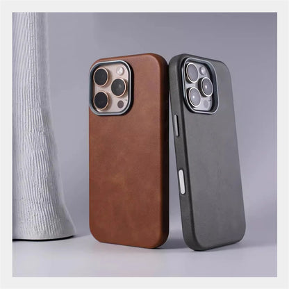 Case de Couro Nível Premium com Megasafe para iPhone 16 15 14