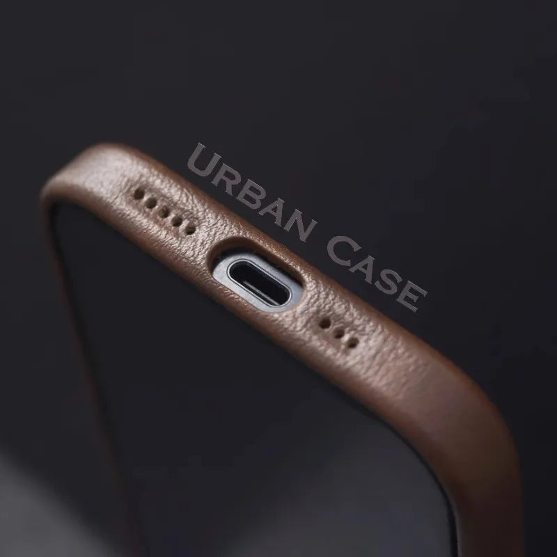 Capa de couro Nível Basic com MagSafe para iPhone 16 15 14 13 12