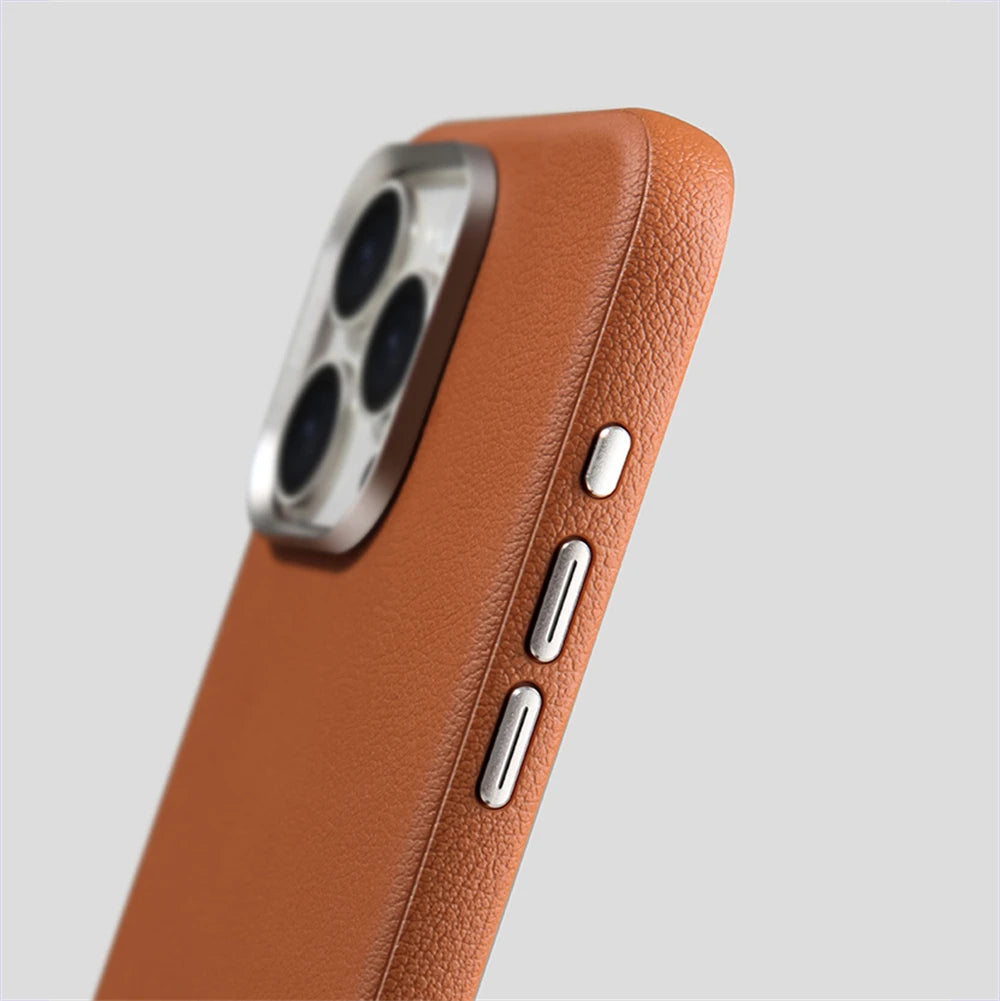 Capa de Couro PU Nível Basic com MagSafe para iPhones 16 15 14