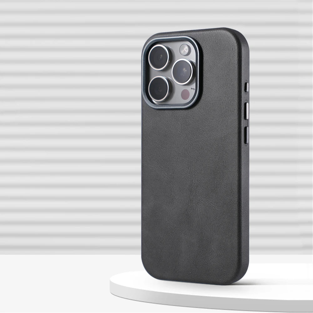 Case de Couro Nível Premium com Megasafe para iPhone 16 15 14