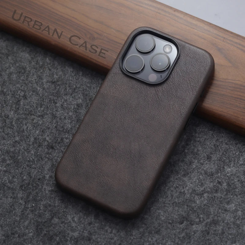 Capa de couro Nível Basic com MagSafe para iPhone 16 15 14 13 12