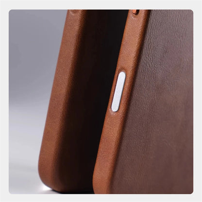 Case de Couro Nível Premium com Megasafe para iPhone 16 15 14